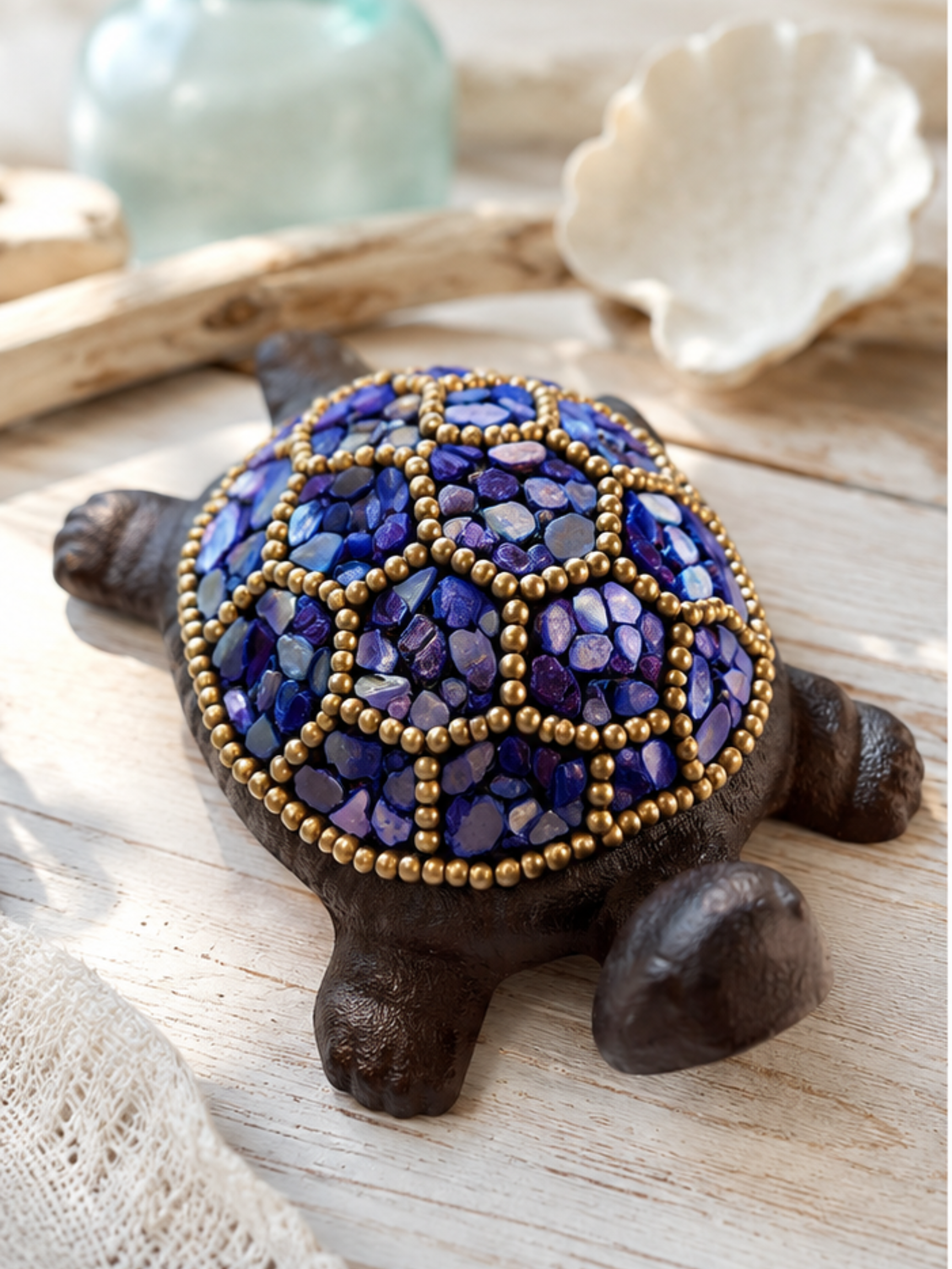 Mosaic Turtle DIY Kit | Seashell Garden Decor Craft